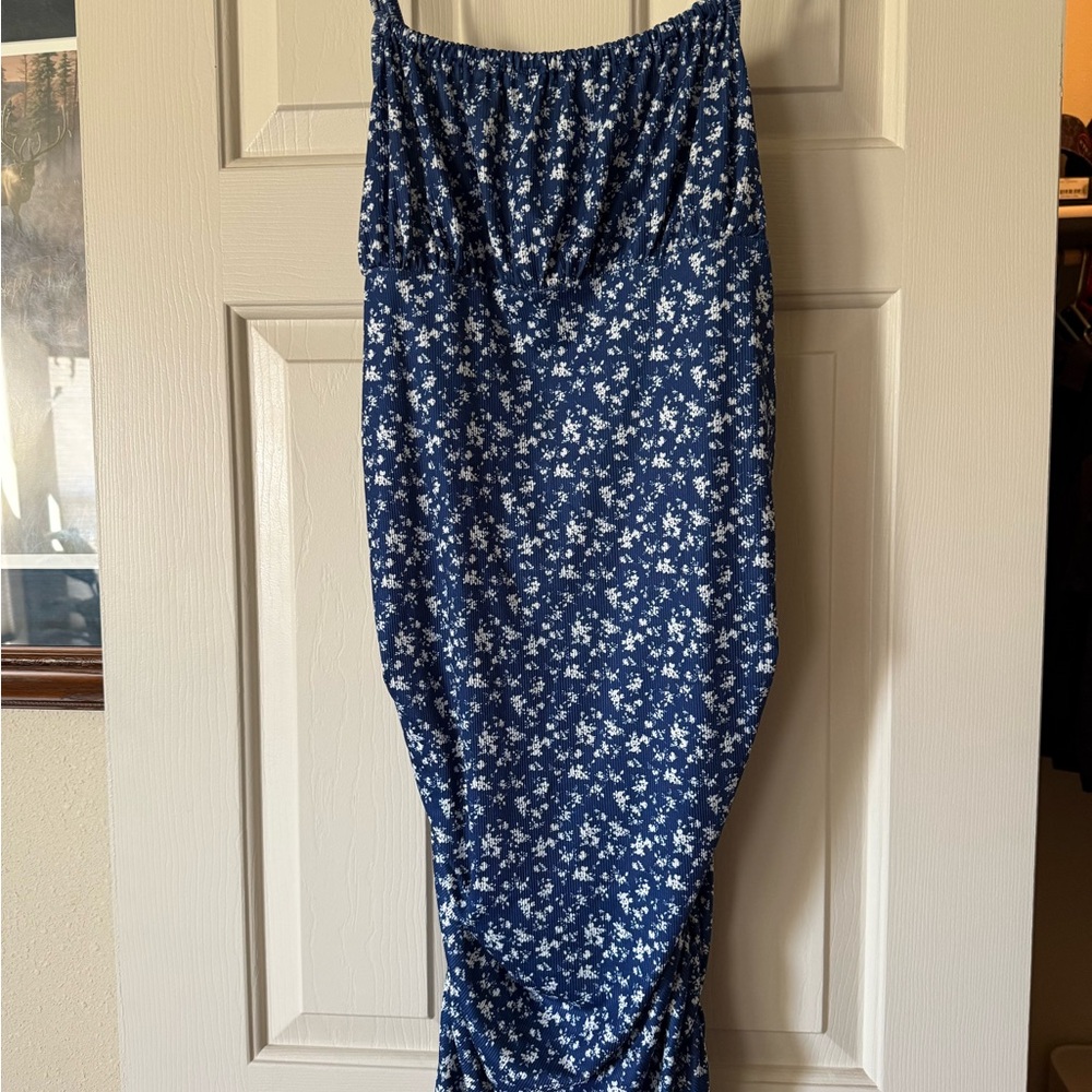 Blue Floral Maxi Skirt